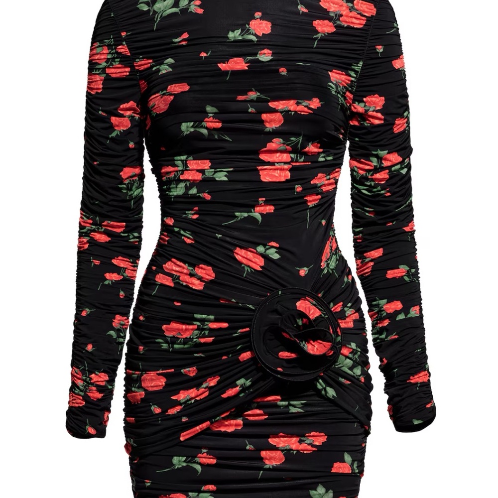 Magda Butrym Black and Red Ruched Mini Dress
